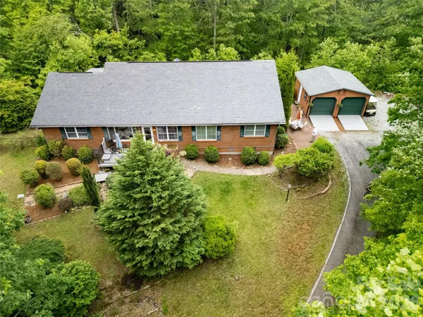 an aerial view of a house