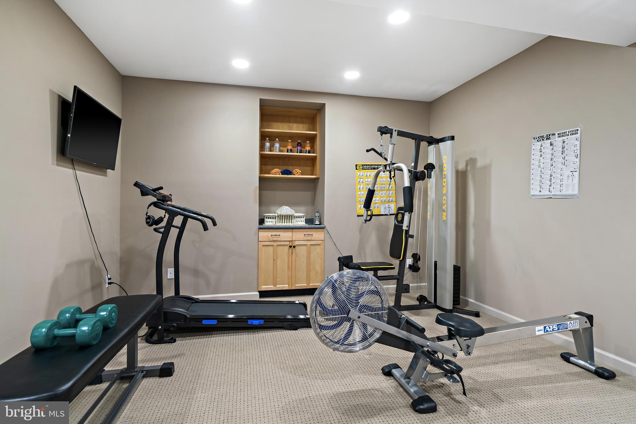 205 Christopher Drive Princeton, NJ 08540 - Photo 40 of 45 Gym area with built-ins and half bath.