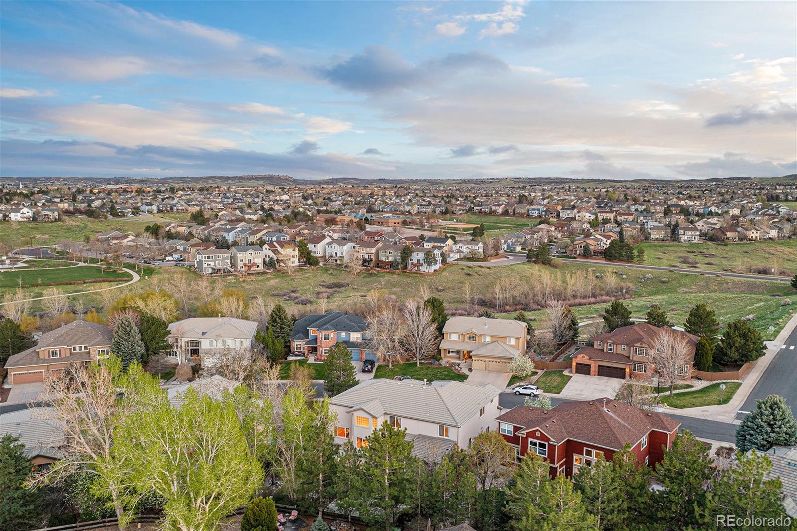 3042 Wyecliff Way Highlands Ranch, CO 80126 - Photo 37 of 40 an aerial view of residential houses with outdoor space