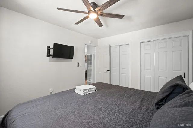 a view of a livingroom with a flat screen tv