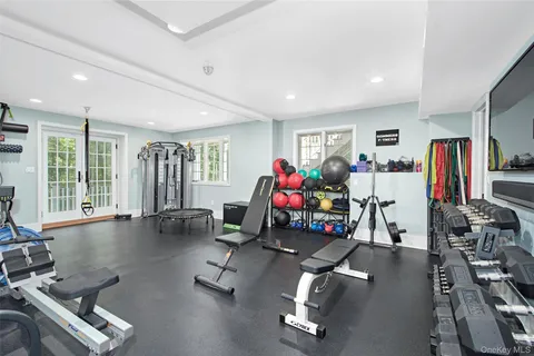 a view of a room with gym equipment