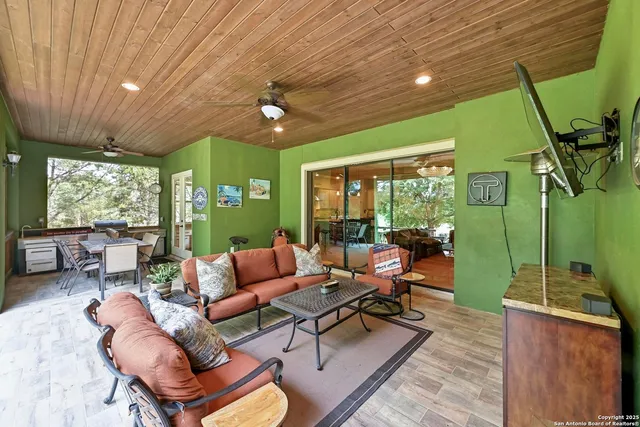 a outdoor living space with furniture