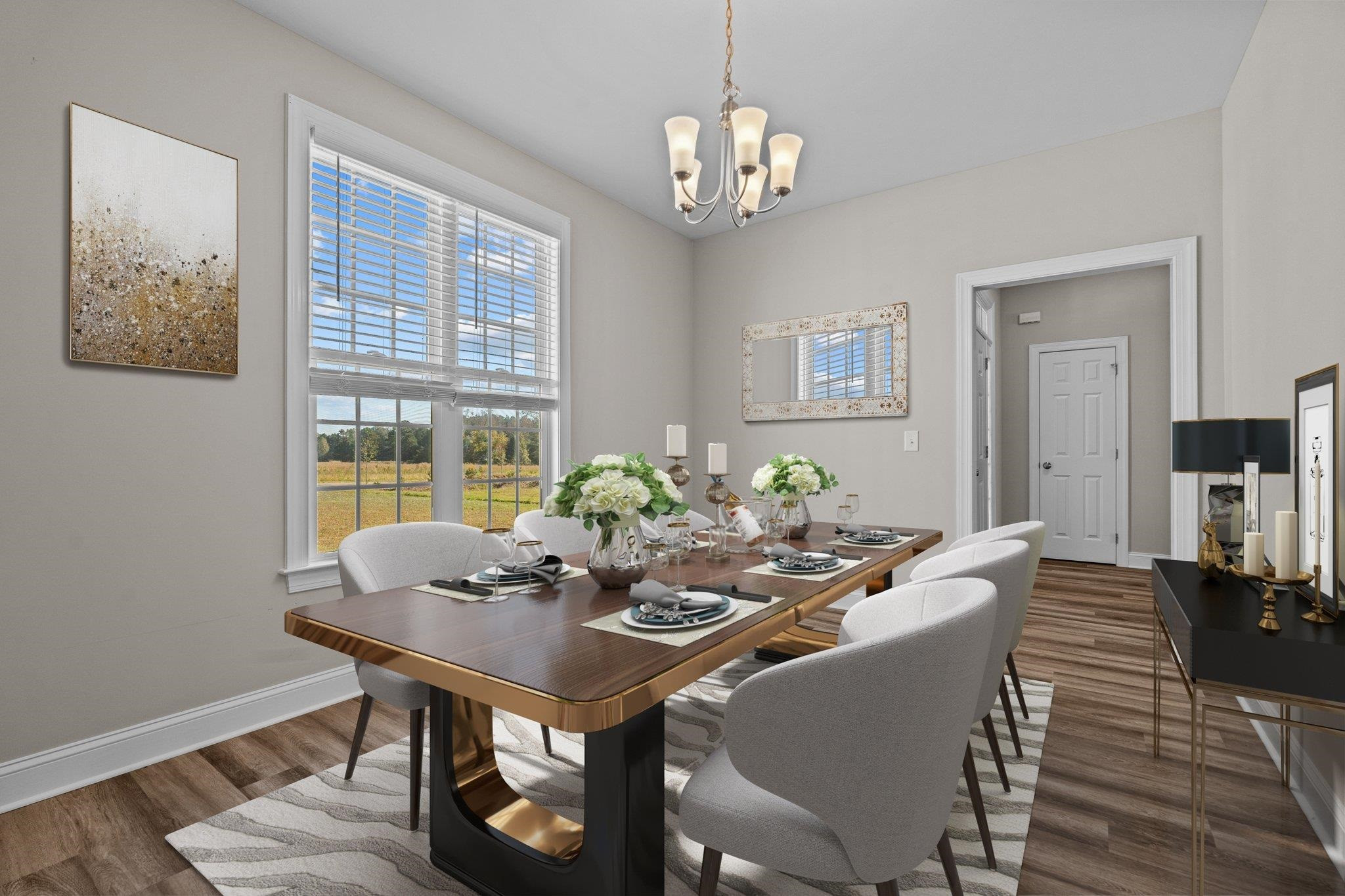 991 Sheriff Johnson Road Lillington, NC 27546 - Photo 10 of 52 a view of a dining room with furniture window and wooden floor