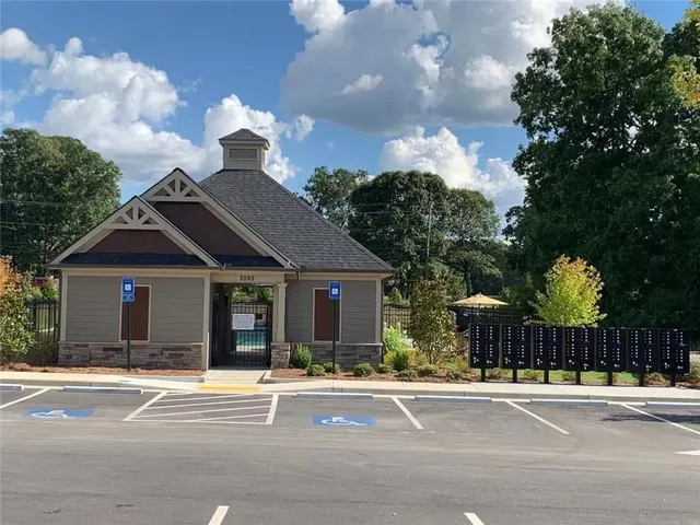 a view of a park with slide