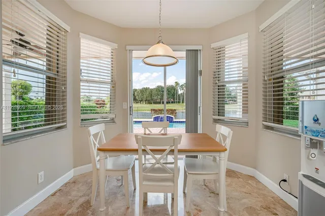 a table and chairs in a room