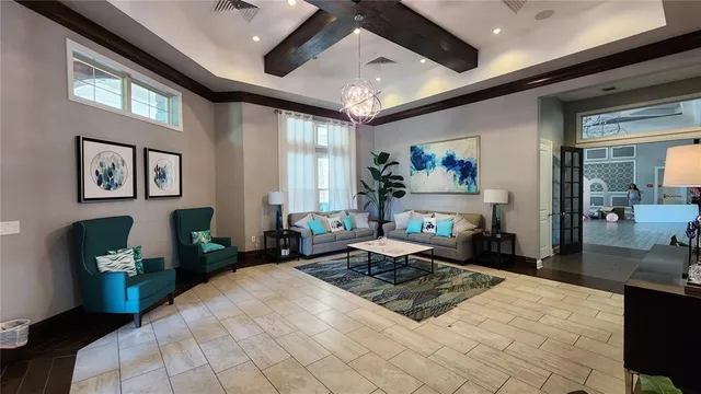 a bedroom with furniture and a fireplace