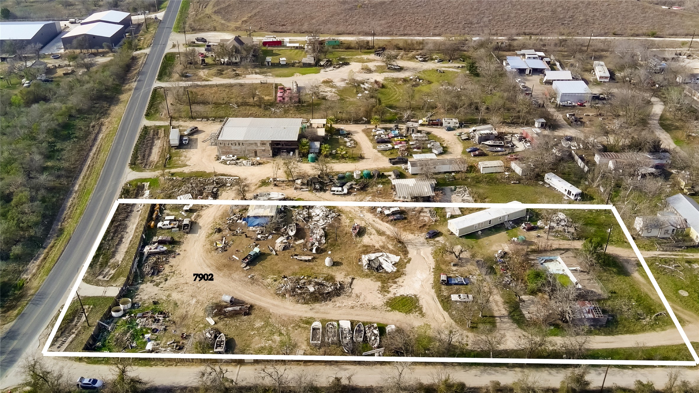 an aerial view of a residential houses