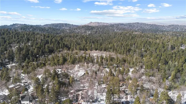 a view of a city with mountains in the background