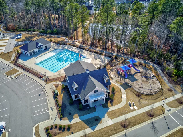 an outdoor space with furniture