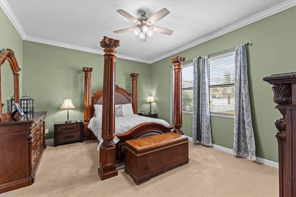 13443 White Sapphire Road Riverview, FL 33579 - Photo 14 of 47 a bedroom with bed and a chandelier