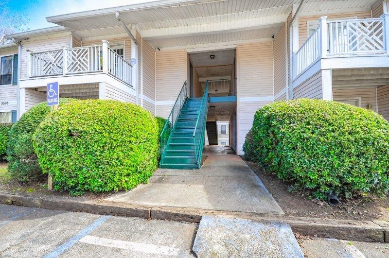 a front view of a building