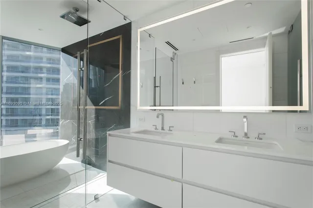 a view of a bathtub in a bathroom