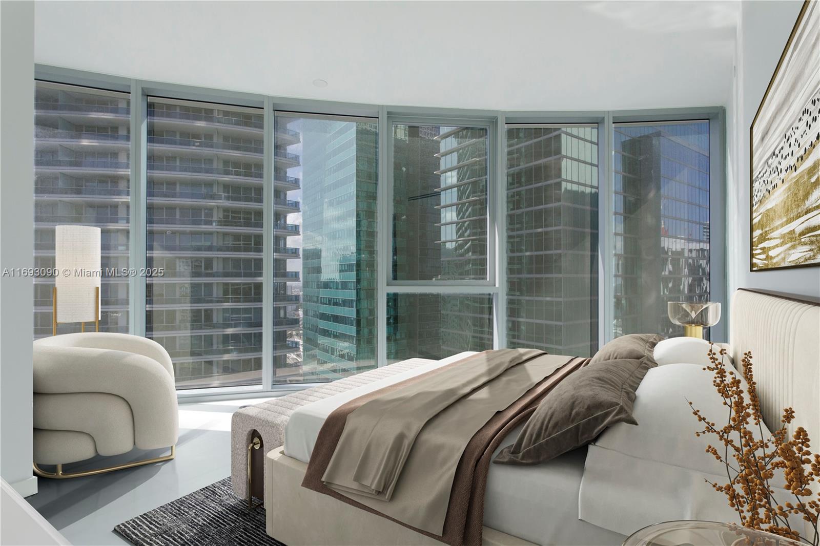 300 Biscayne Blvd Way, Unit 3307 Miami, FL 33131 - Photo 9 of 59 a bedroom with a large bed and a large window