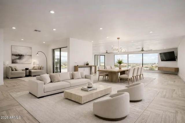 a large kitchen with kitchen island a sink a counter space and stainless steel appliances