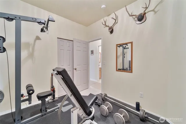 a room with gym equipment