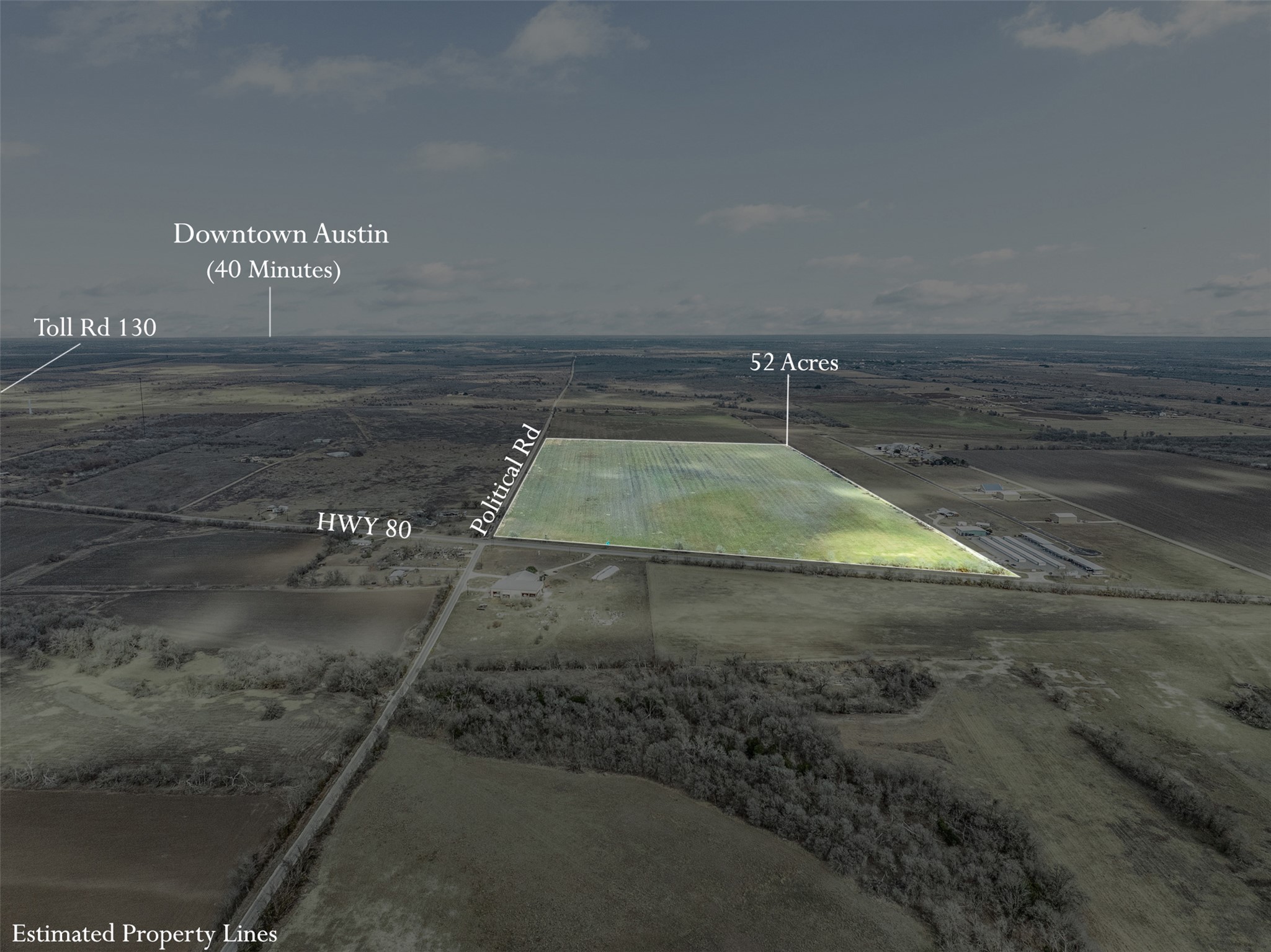 2884 Political Road Lockhart, TX 78644 - Photo 8 of 38 Aerial view of sparsely populated area with large plots for crops