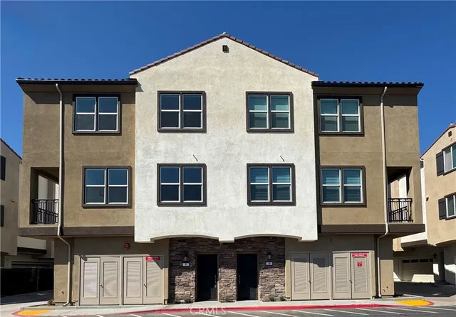 a view of a building with large windows