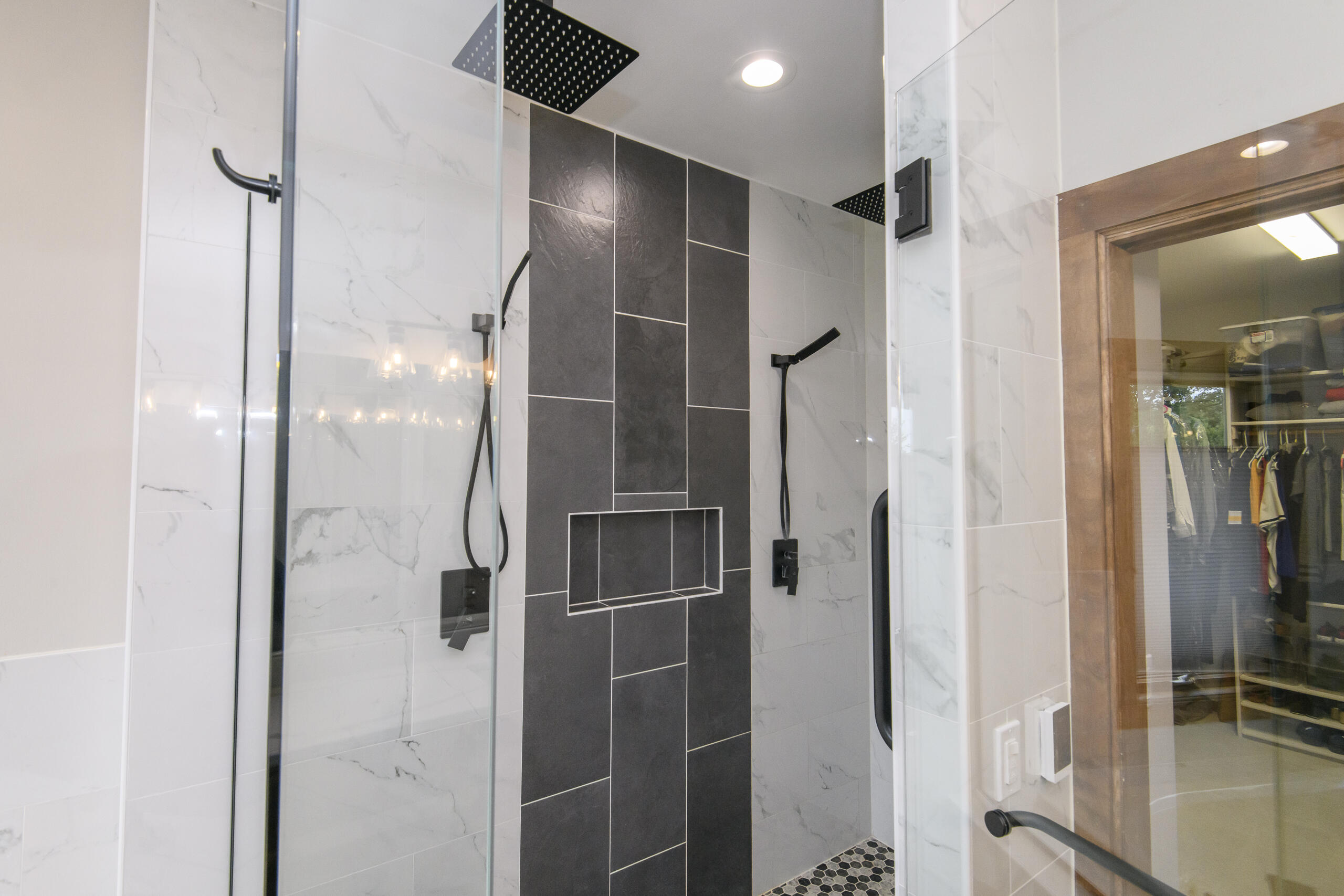 Primary tiled walk-in shower