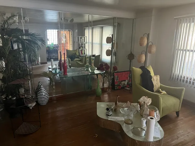 a living room with furniture