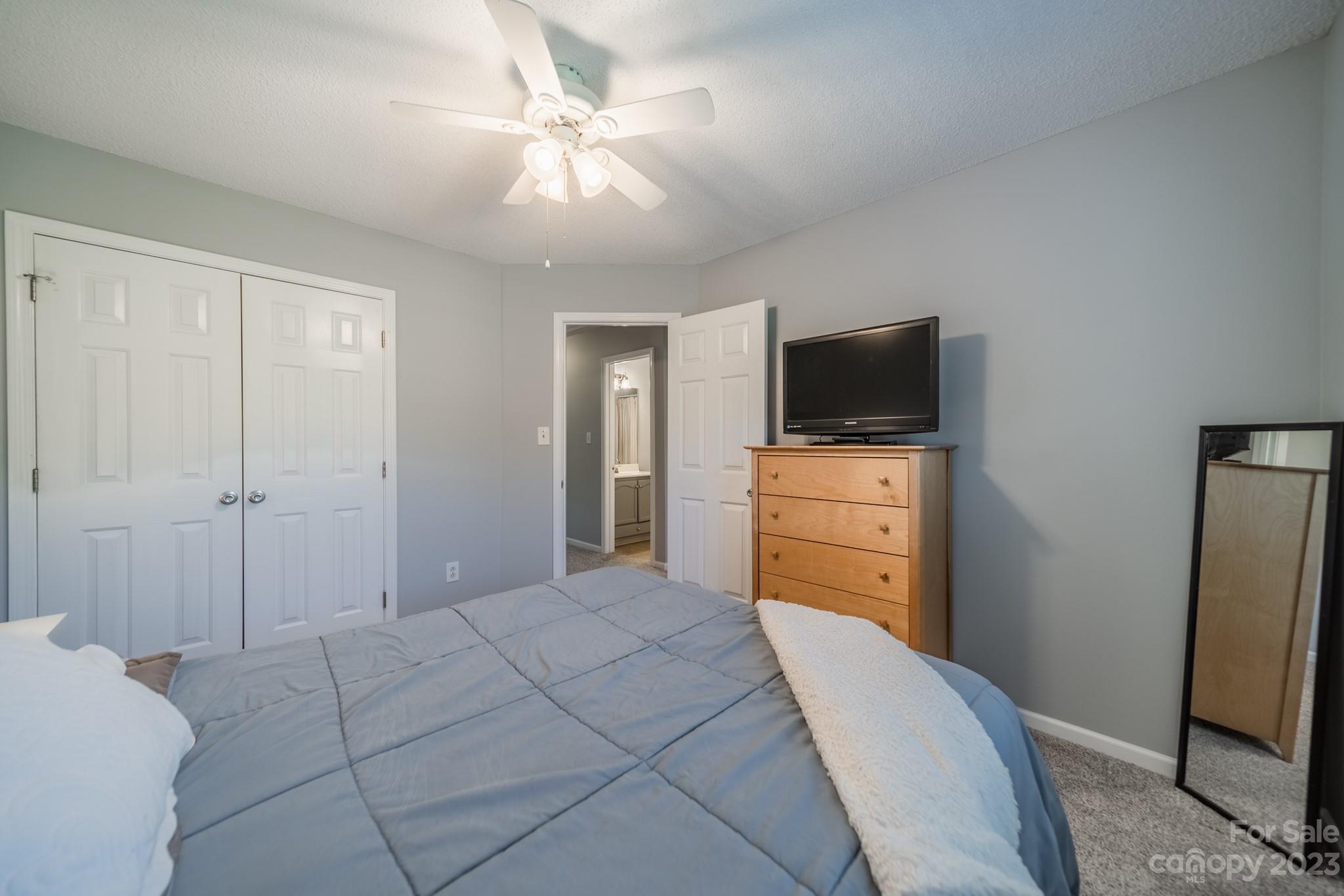107 Howe Street Belmont, NC 28012 - Photo 24 of 35 a bedroom with a bed and a flat screen tv