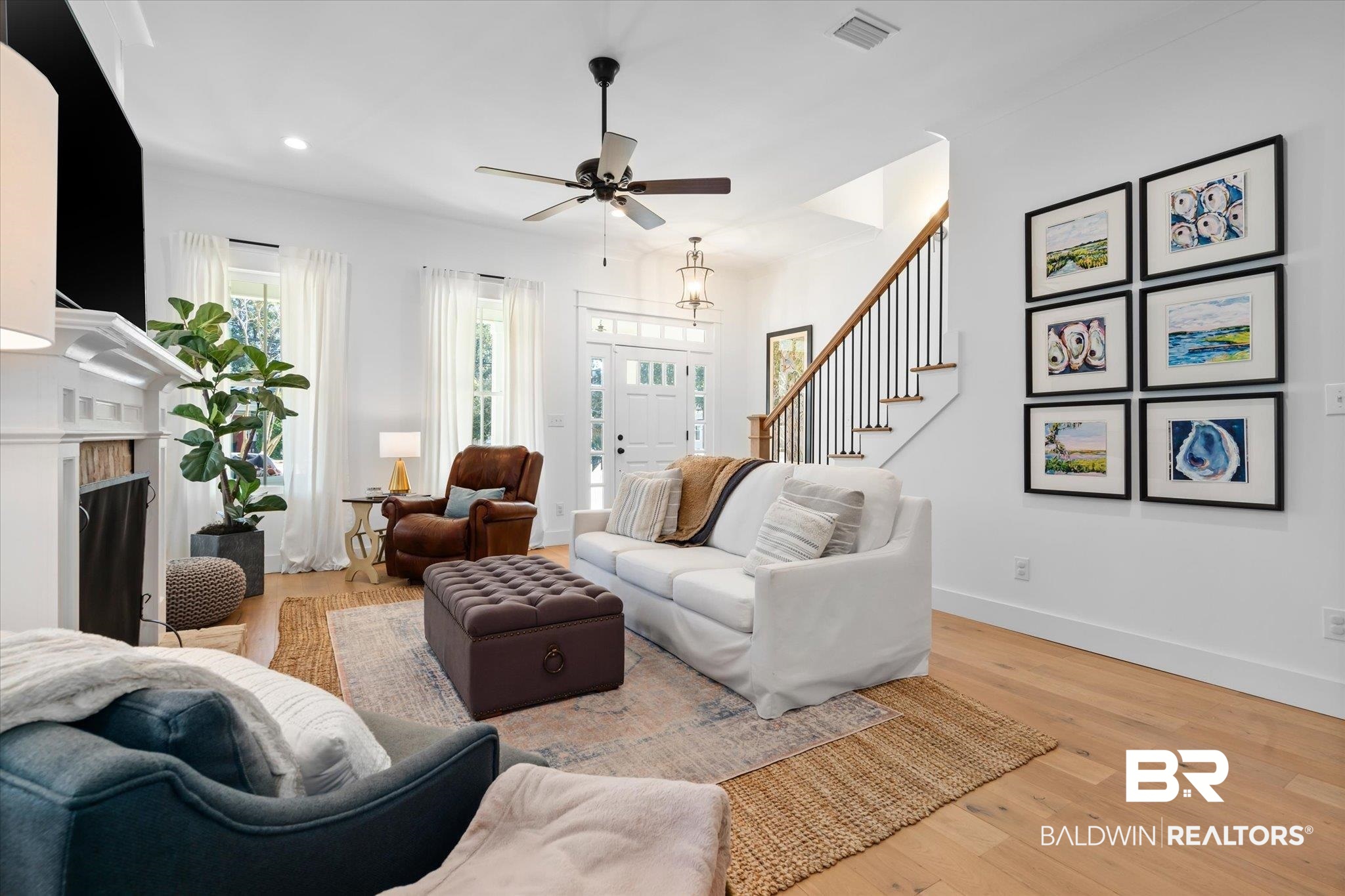 15 Semmes Avenue Mobile, AL 36604 - Photo 5 of 43 Living room with ceiling fan and light wood-type flooring