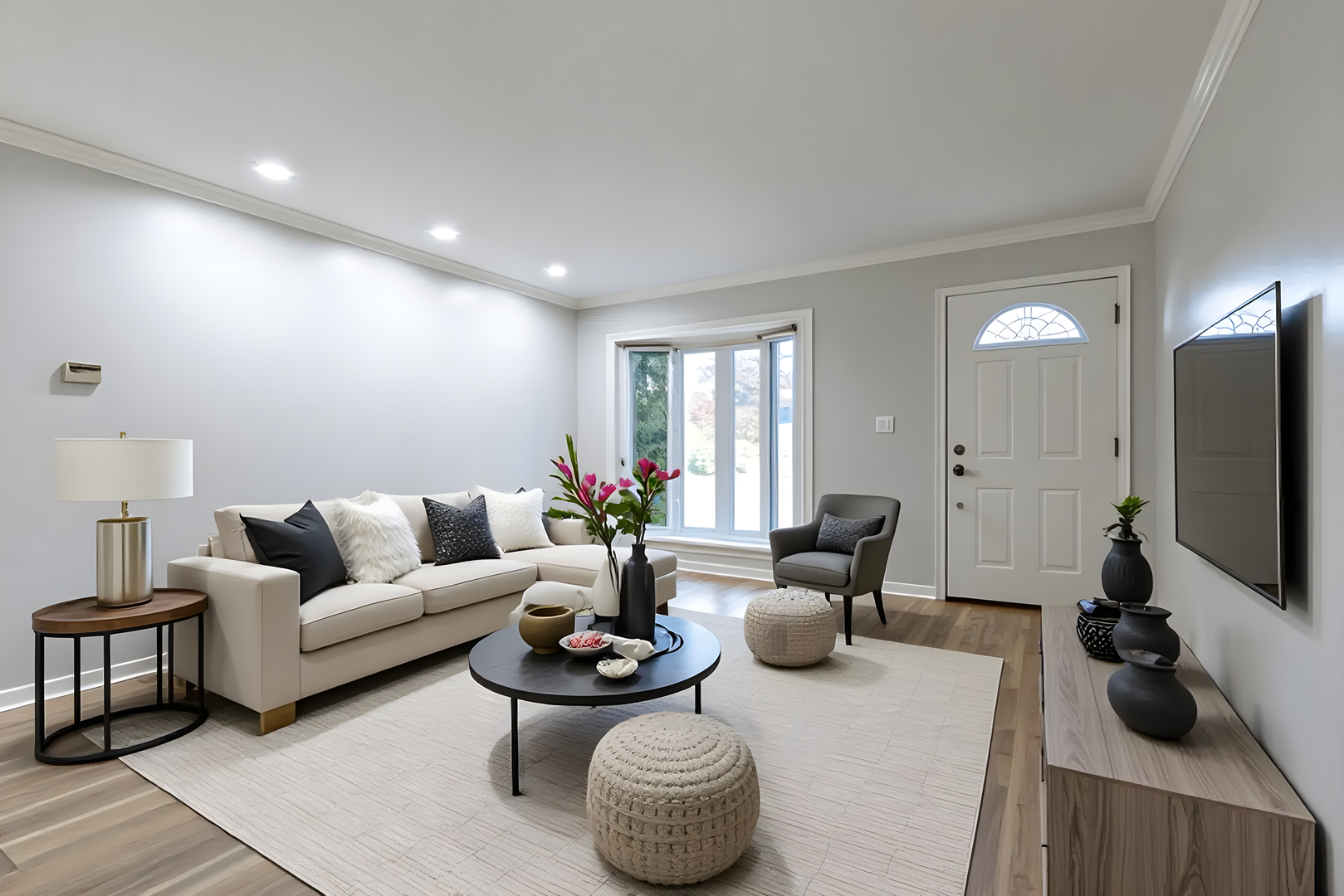533 Cherry Lane Glenview, IL 60025 - Photo 4 of 33 a living room with furniture a flat screen tv and a large window