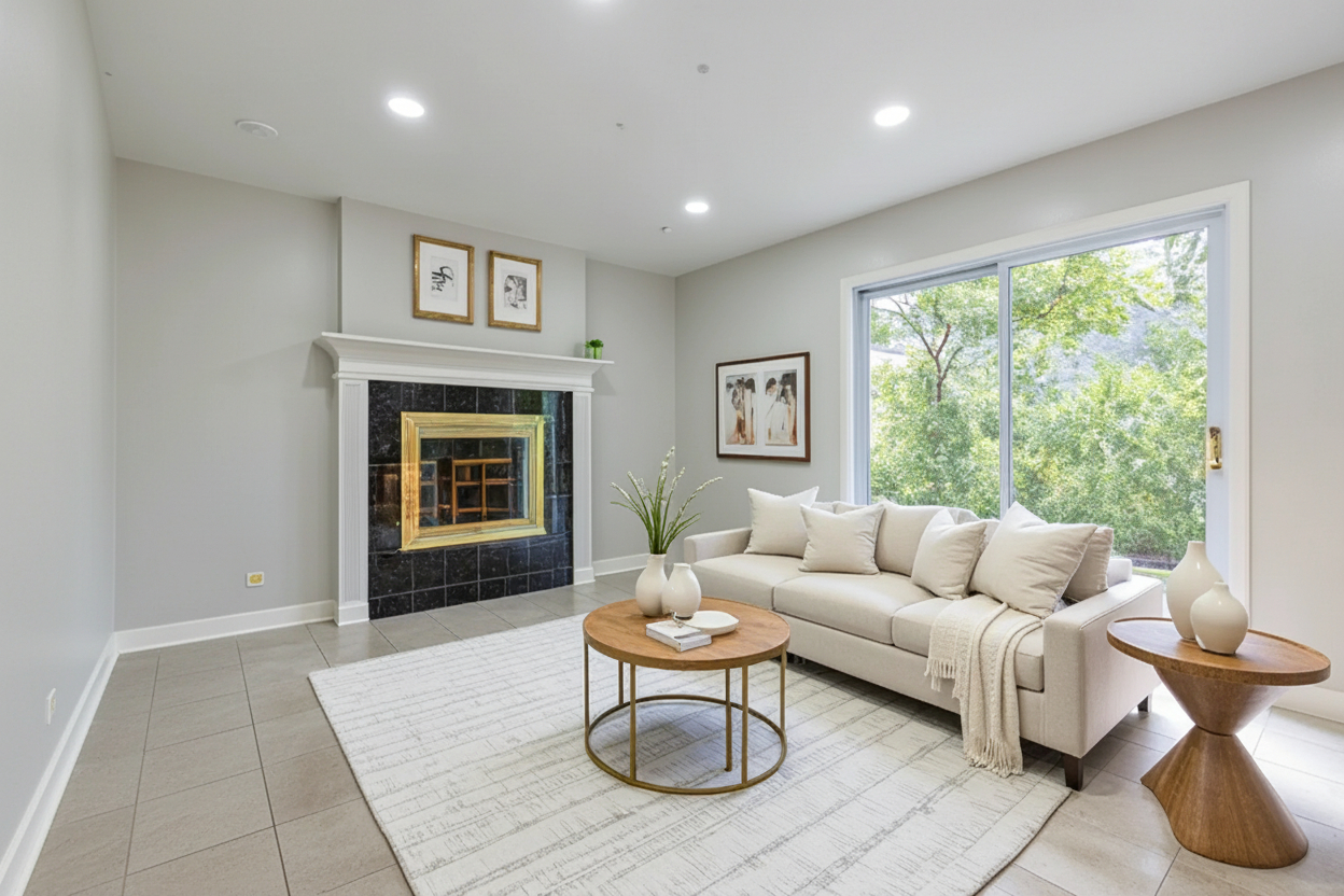 533 Cherry Lane Glenview, IL 60025 - Photo 6 of 33 a living room with furniture and a fireplace