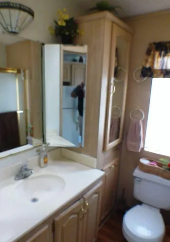 a bathroom with a sink and a toilet