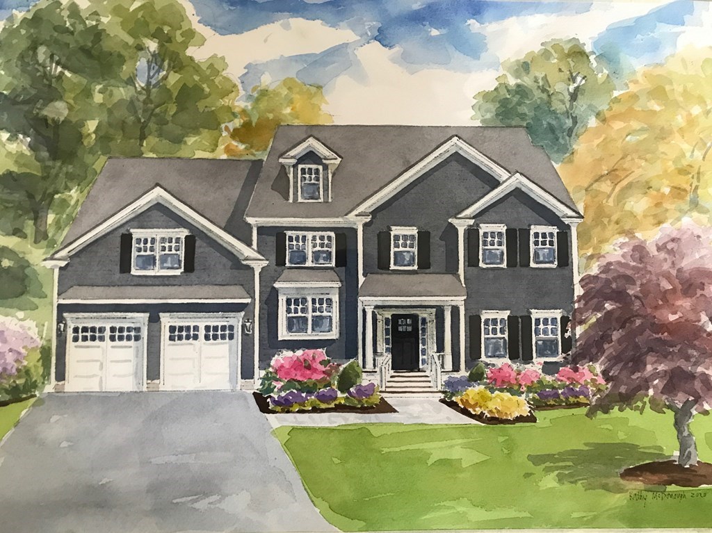 a front view of a house with yard and garage