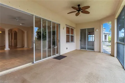 a view of a room with a large window