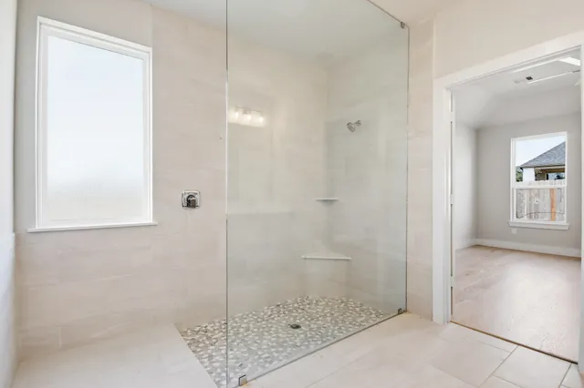 a bathroom with a shower