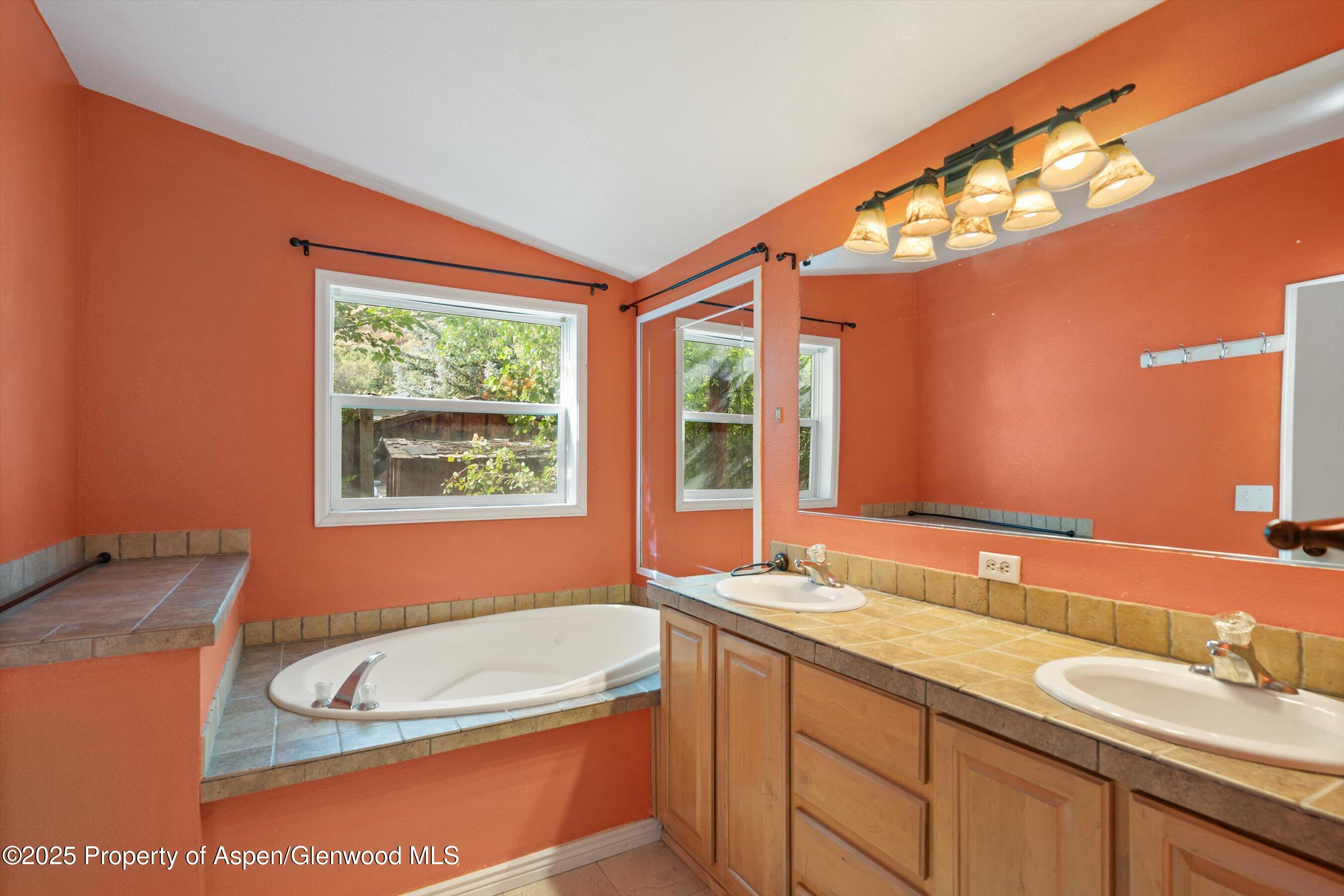 111 Ridge Trail Aspen, CO 81611 - Photo 15 of 37 a bathroom with a granite countertop sink and a mirror
