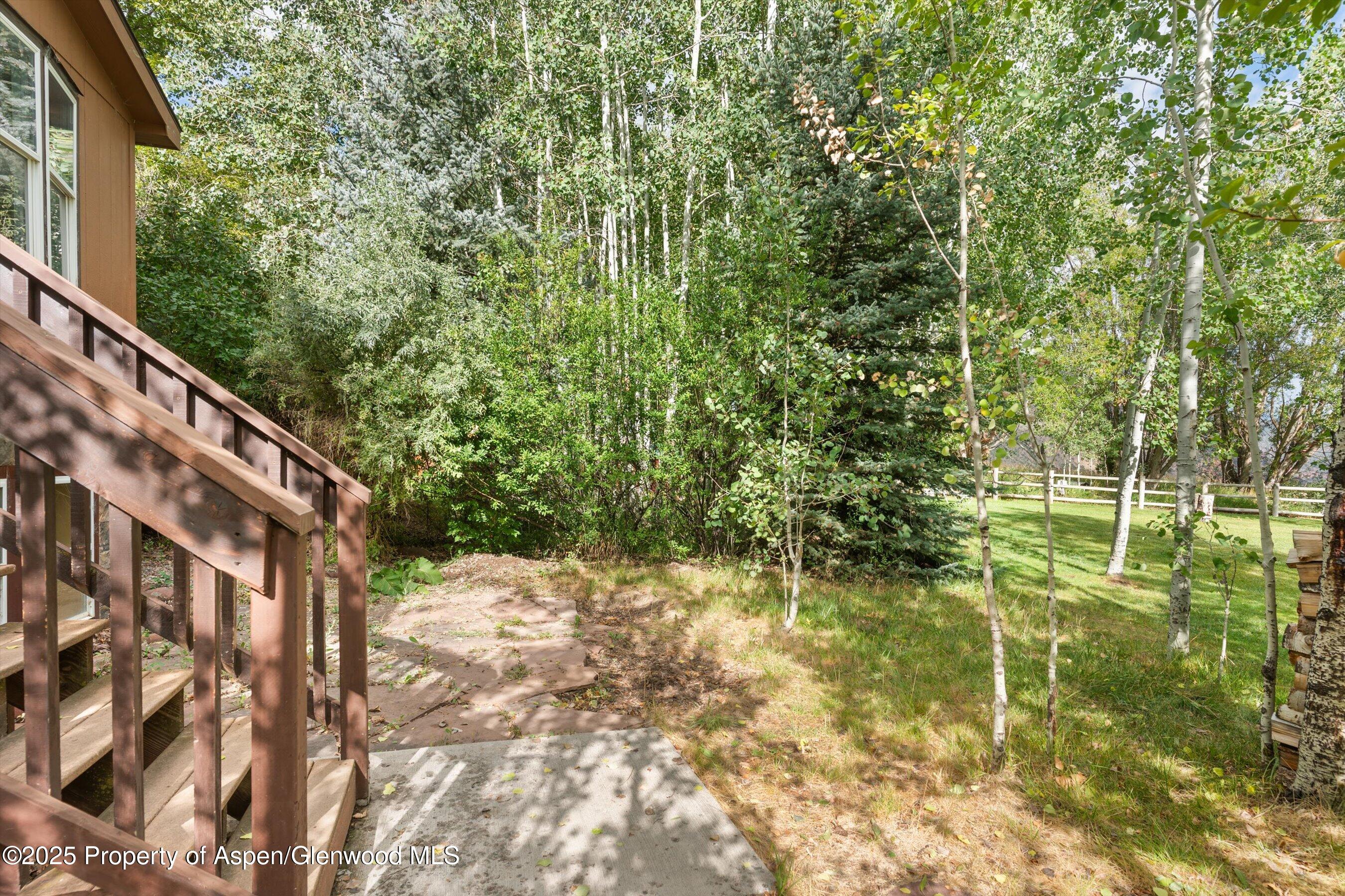 111 Ridge Trail Aspen, CO 81611 - Photo 5 of 37 a backyard of a building with trees in the background