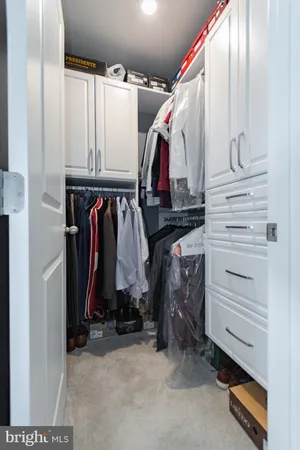 a bedroom with a bed and a closet