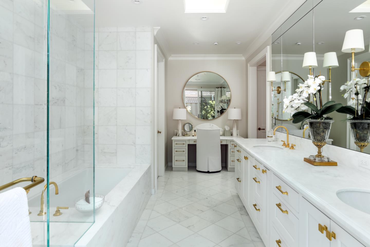 620 Morningside Circle Los Altos, CA 94022 - Photo 21 of 32 a bathroom with a sink a mirror and a shower