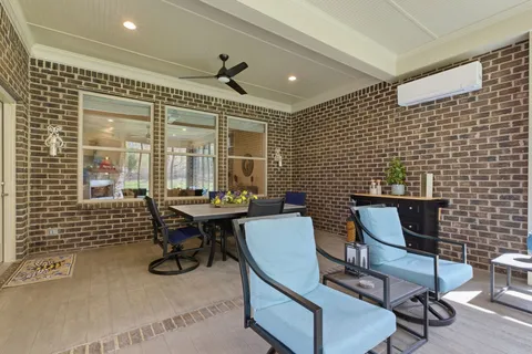 a view of a back yard from a room