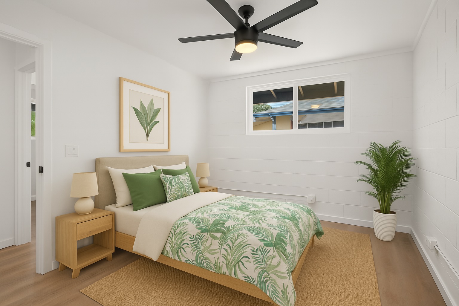 4484 Panako Road Waimea, HI 96796 - Photo 21 of 27 a bedroom with bed and paintings on the wall
