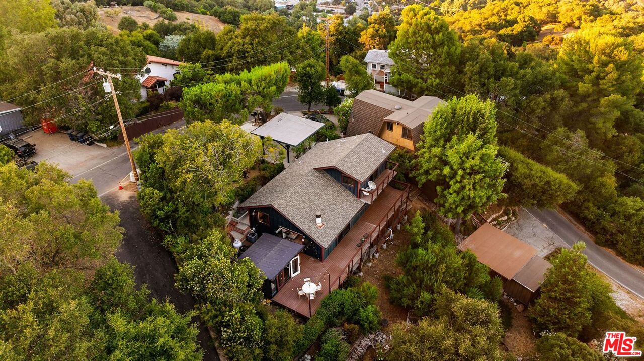 19806 Valley View Drive Topanga, CA 90290 - Photo 60 of 66 an aerial view of a house with a yard and lake view