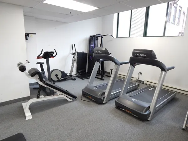 a room with gym equipment