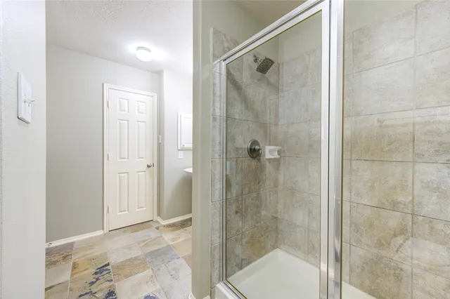 a bathroom with a shower