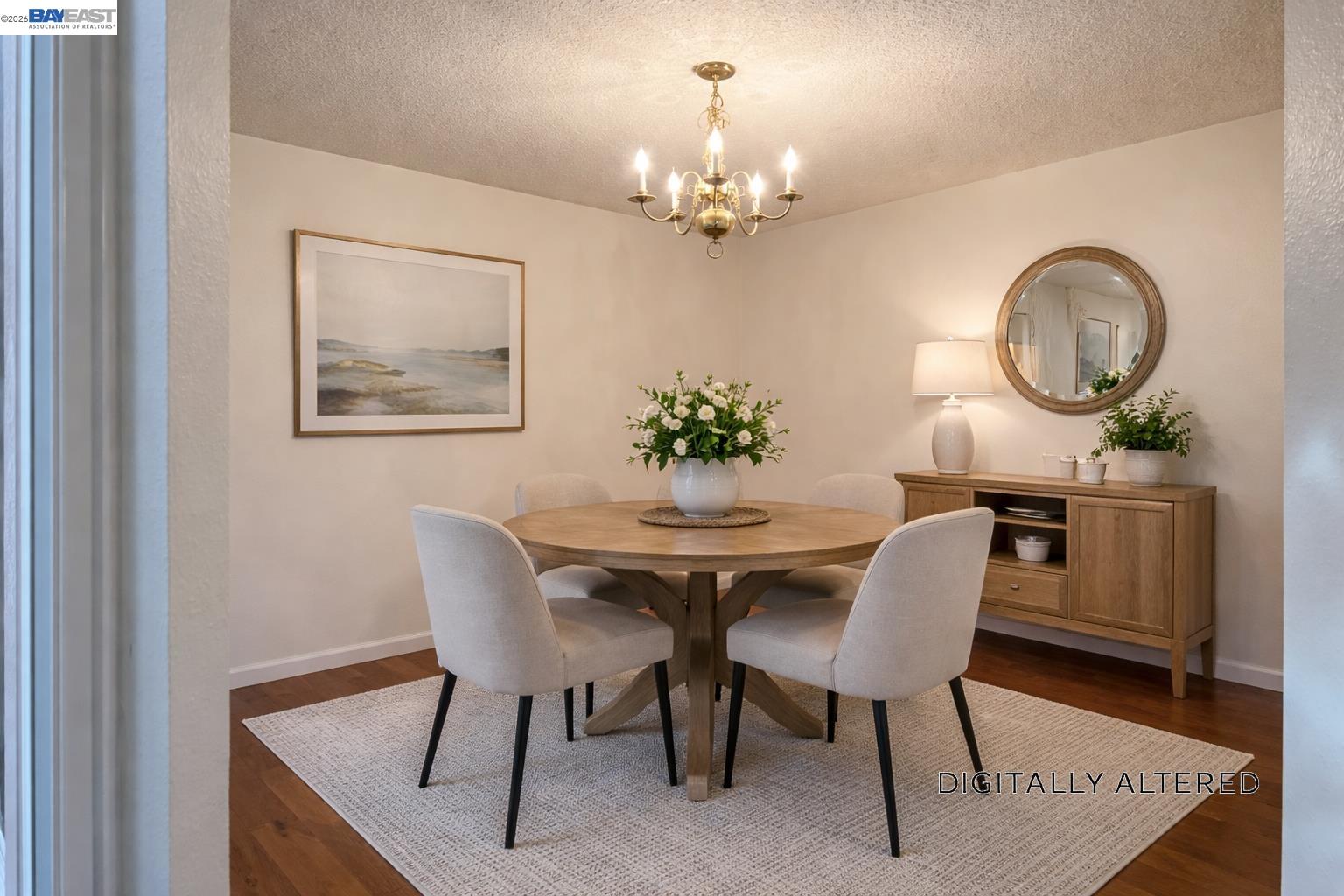 212 Puddingstone Road Alameda, CA 94502 - Photo 7 of 24 a dining room with furniture a chandelier and wooden floor