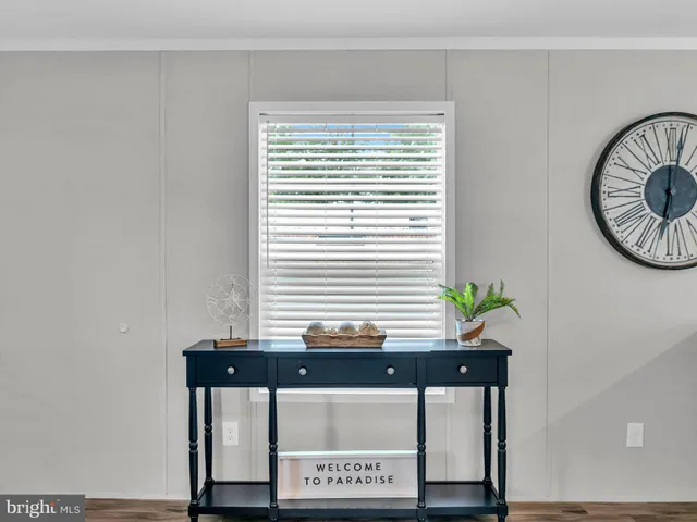a view of a room with a window and potted plants
