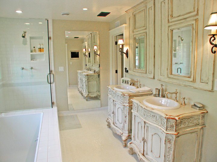 461 Live Oaks Road Montecito, CA 93108 - Photo 7 of 7 a spacious bathroom with a double vanity sink a mirror and a shower