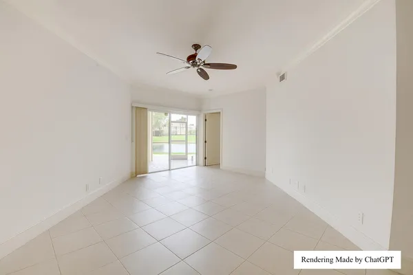 a living room with furniture and a glass door shower