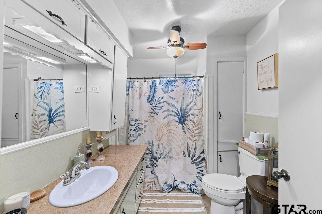 509 Tina Street Quitman, TX 75783 - Photo 10 of 17 a bathroom with a granite countertop toilet sink and mirror