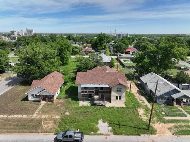 an aerial view of a house
