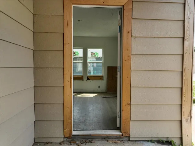 a view of a wooden door