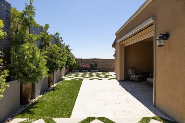 a view of balcony with furniture