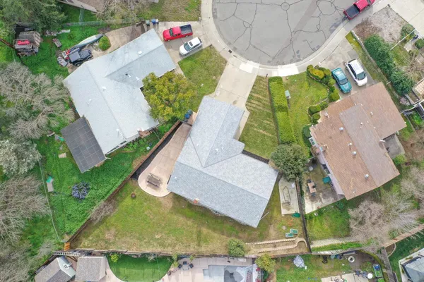 an aerial view of a house