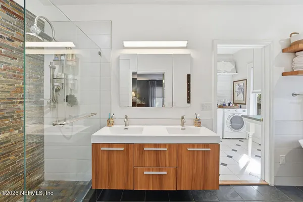 a backyard of a house with lots of green space